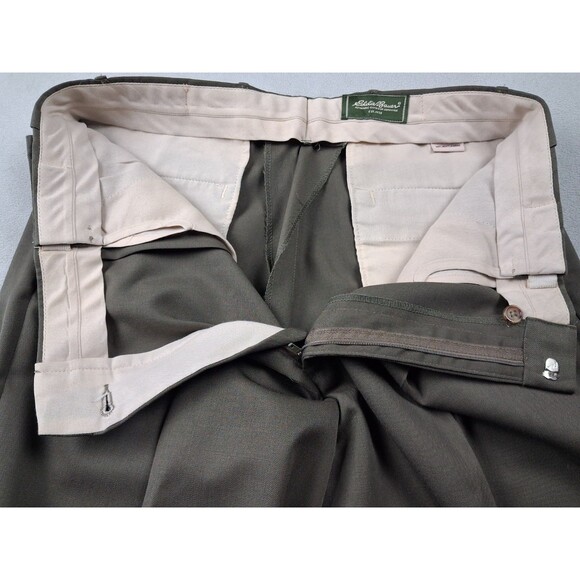 Eddie Bauer Men’s Stretch Waist Dress Pants 36x26 Wool Forest Green - Picture 5 of 13
